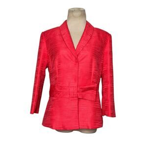 Isabella Suits melon pink woven 3/4 sleeves blazer jacket size 8